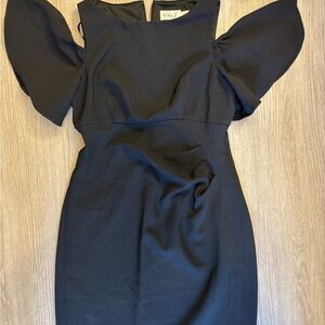Eliza J Black Cold Shoulder Sheath Cocktail Dress